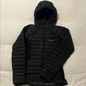 Columbia Black Hooded Turbo Down Omni Heat Jacket
